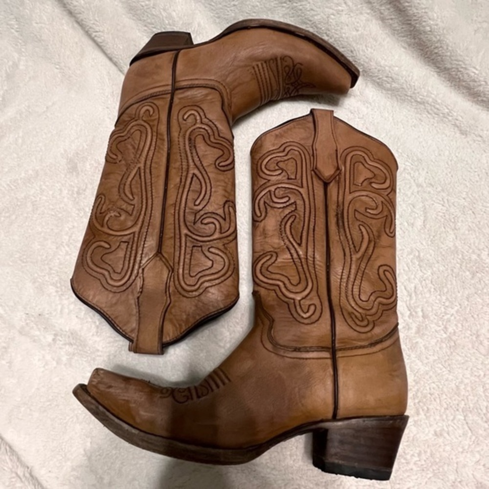 CIRCLE G BROWN SNIP TOE COWBOY BOOTS 7.5 - Picture 8 of 16